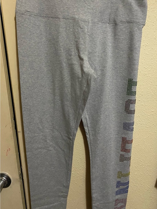 PINK Victoria's Secret Pants - PINK Victoria's Secret Grey Leggings with Rainbow Dotted Side Print